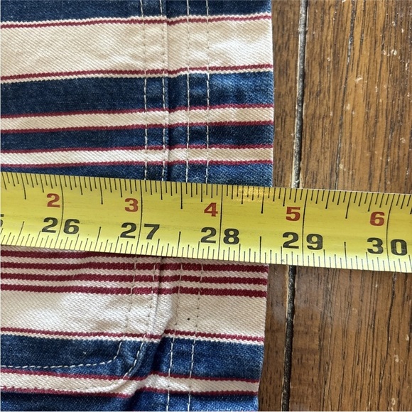 Ralph Lauren Jeans Company Striped Denim Jacket Zip Snap Red Cream Blue Medium - Picture 12 of 15